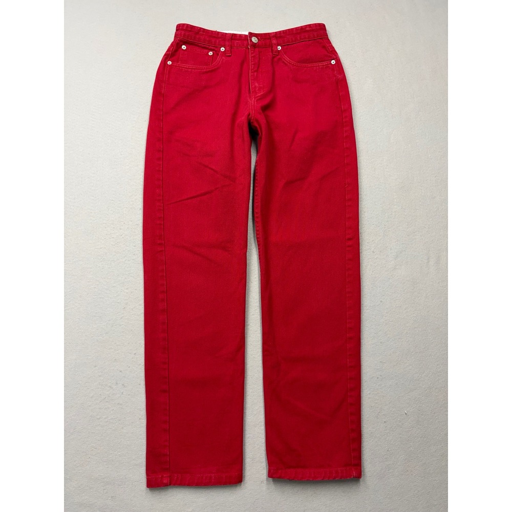 Tommy Hilfiger Jeans Women 10 Red Vintage 90s Straight Leg High Waisted Cotton